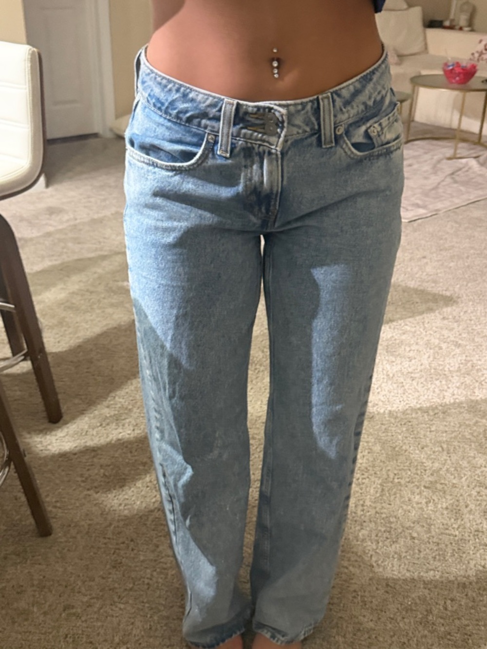 Classic Straight Leg Women's Jeans in Light Blue